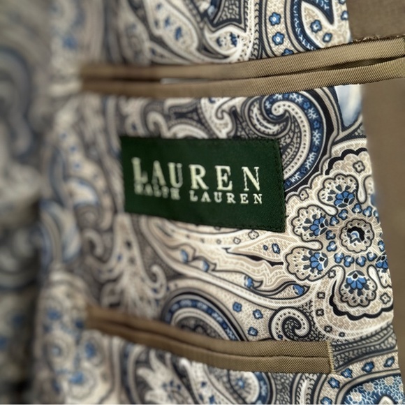 Lauren Ralph Lauren Men’s Tan Paisley Lining Suit Blazer Size 42L - Picture 4 of 6